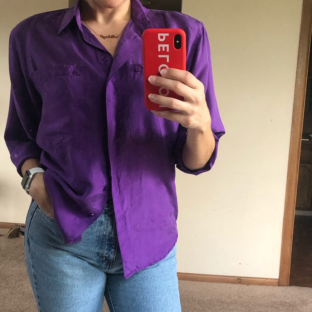 Vintage 90’s SilkTime 100% Silk Shirt - Purple